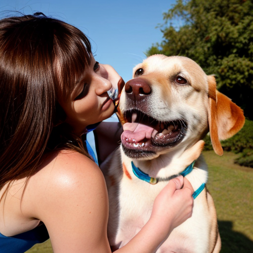 10 metre high dog licking a woman 