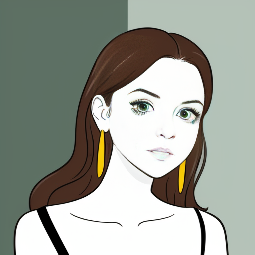 Girl with shoulder long light brown hair parted sideways, forest green eyes, small quincy cross earrings, Tite Kubo style