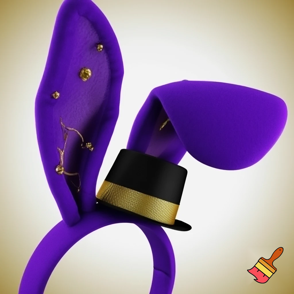 Easter bunny top hat headband, purple and white with gold