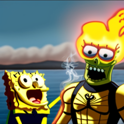 ghost rider smoking crack with spongebob