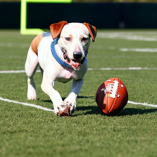dog playing football
