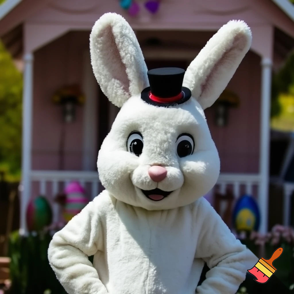 Easter bunny mascot costume top hat Easter only sells house