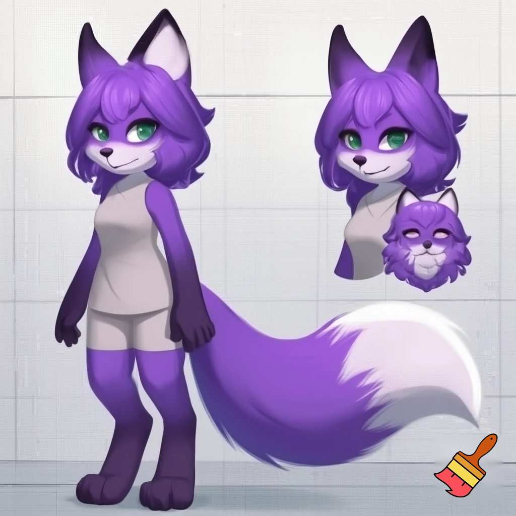 A ref sheet oc purple fox furry girl