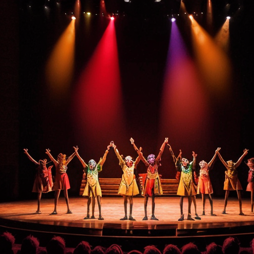 image of 6th grade class of students at lion king show
