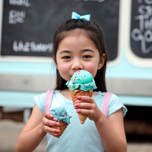 blue ice cream  little girl