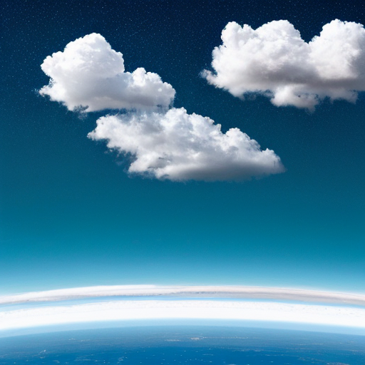 Clear summer sky with fluffy clouds floating in a deep blue atmosphere.  4096  x 4096 img create now 
