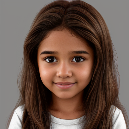 little brown girl with brown hair and brown eyes realistic cartoon