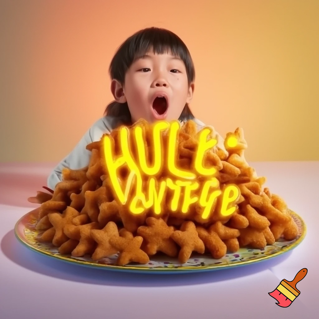 chicken nuggets shaped into stars with a kid screaming the words MANGO MUSTARD