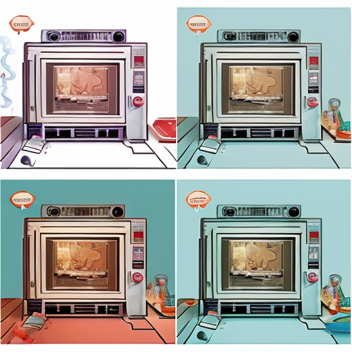 images of an animated smoking and broken oven for a child's story book. 
