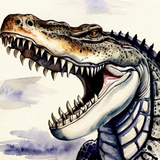 The scary crocodile that ever saw. It is a Deinosuchus (a crocodile ancestor in dinosaurs era). The Deinosuchus Have dark purple skin and it have light brown underbelly