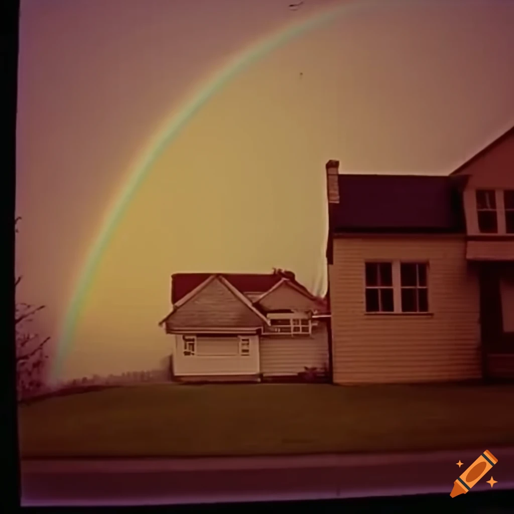 liminal spaces, 2003, rainbow over a beige house, vhs