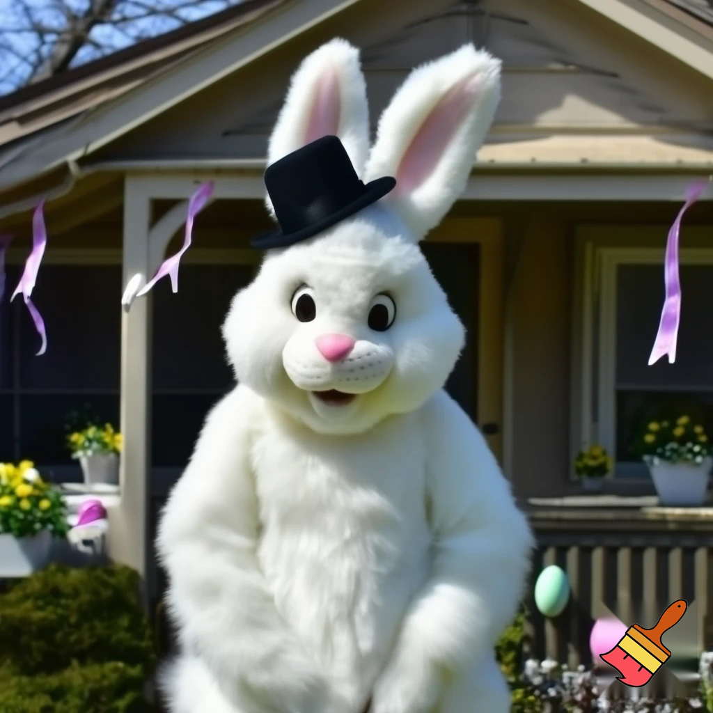 Easter bunny mascot costume top hat Easter only sells house