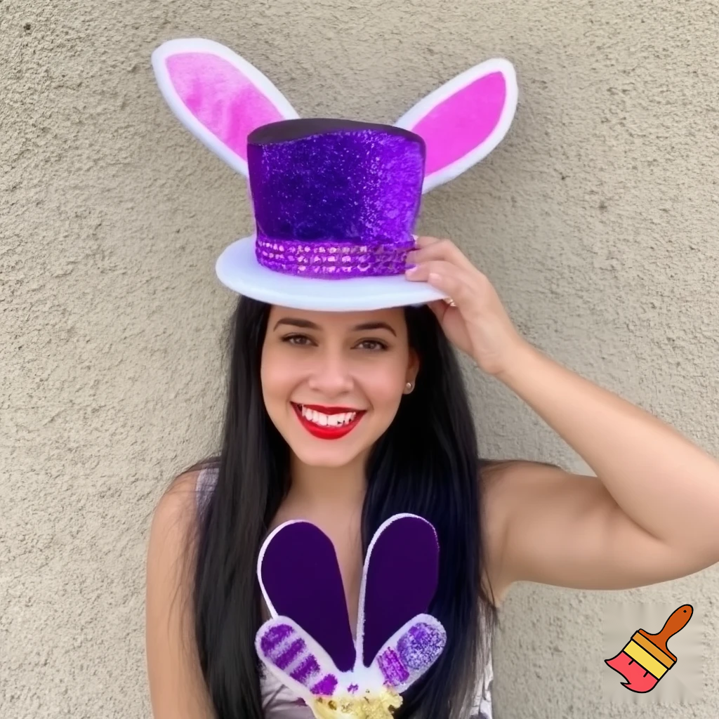 Special top hat headband Easter headband with rabbit, ears, purple and white purple and white with glitter velvet golden purple and white with glitter