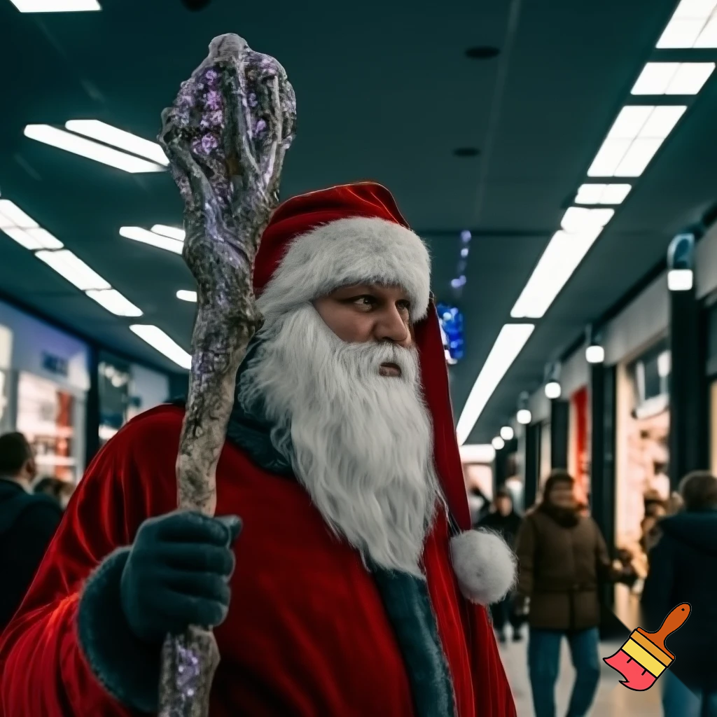 Santa Claus magic walking stick staff Russia shopping Centre Australia shopping