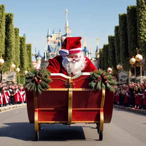 Santa Claus, France parade Paris Disneyland Santa sleigh castle Paris Santa Claus a big parade stage