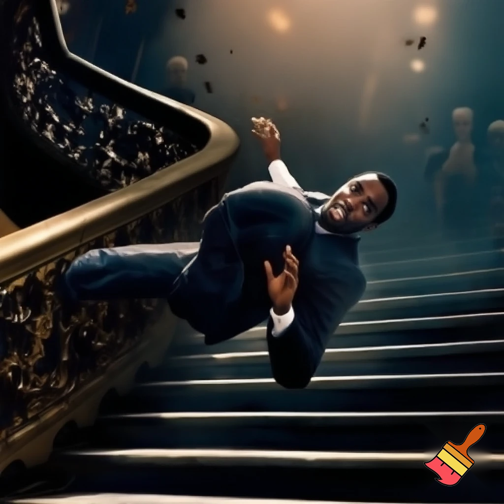 p didy falling down stairs