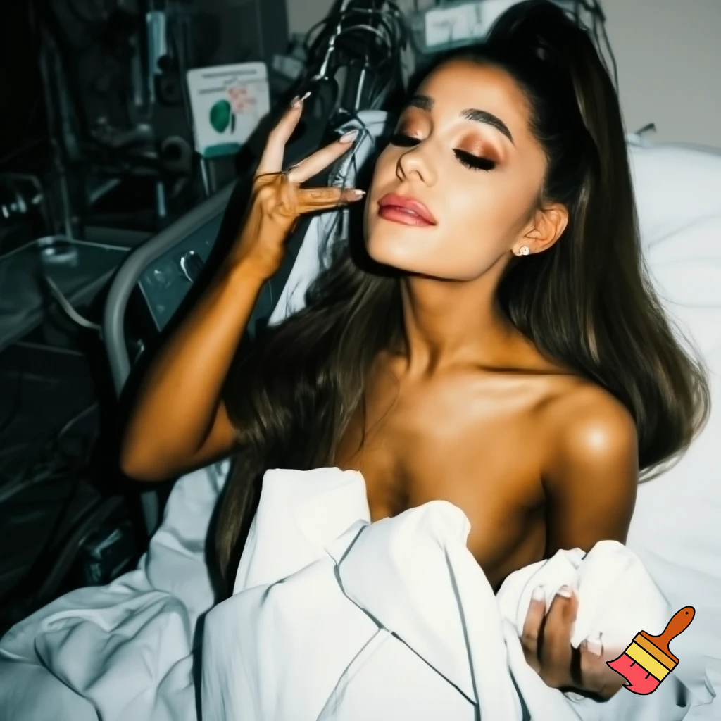 Ariana grande naked with white sheets at the hospital giving birth