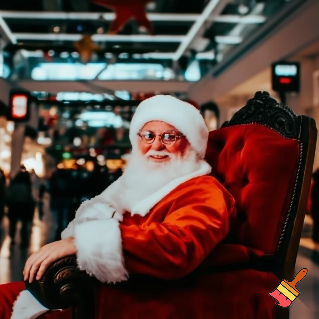 Santa Claus shopping mall Santa Claus chair at the shopping centre photo Santa Claus photo Santa Claus’s glasses big Santa chair