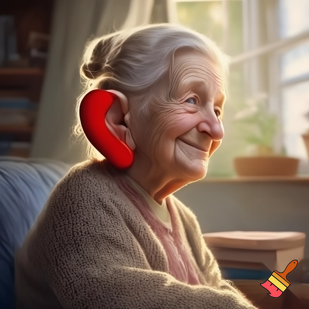 Grandma wearing earplugs 