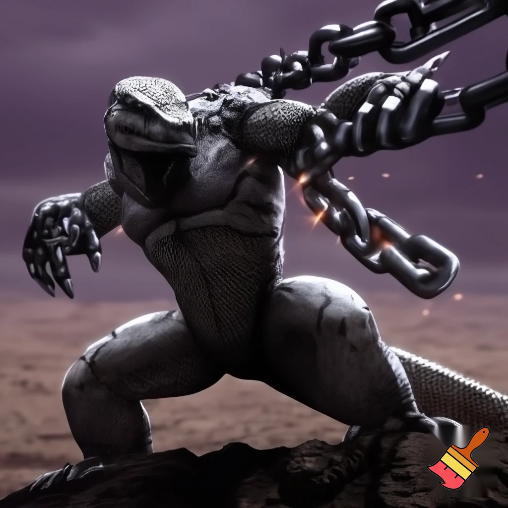 Half komodo half white swinging steel