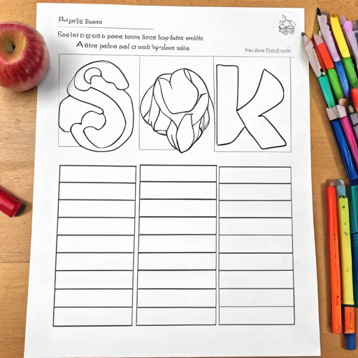 Create a preschool worksheet page for the letter A.
Include a large bold outline letter “A”, a simple outline apple to color, and dashed lines below for children to trace the letter A.
The style should be simple, black and white line art with clear, thick lines, suitable for printing.
