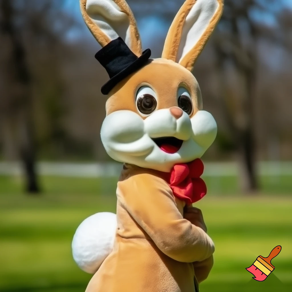 Easter bunny mascot costume top hat mascot costume