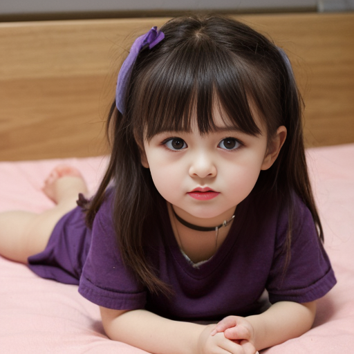 grean and perple little girl