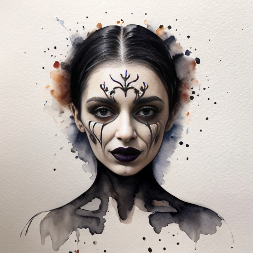 Dark Gothic Branched Woman Face with Fantastic Animals 4K High Definition Image 