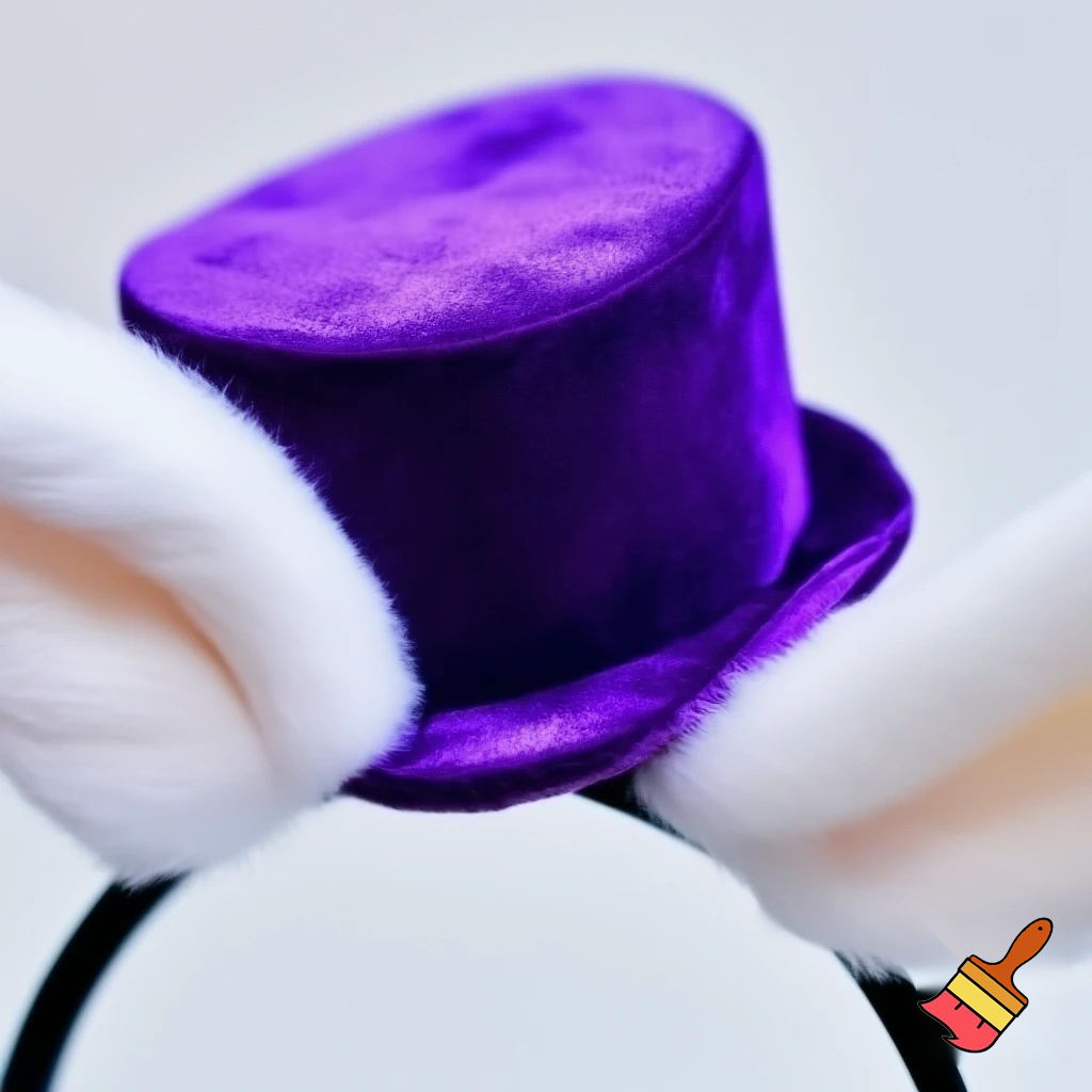 Easter bunny headband, top hat, Easter hat headband, top hat, purple and white, purple and white velvet top hat