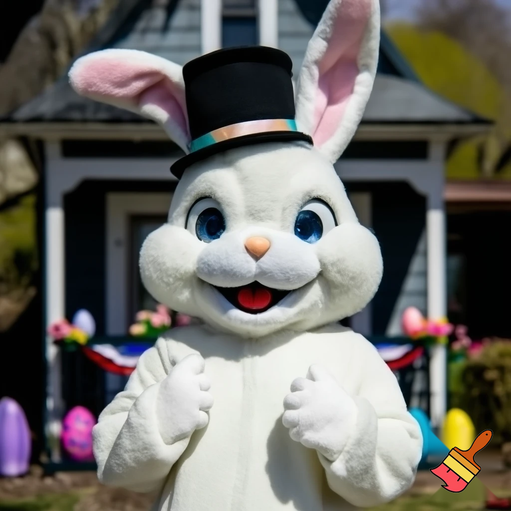 Easter bunny mascot costume top hat Easter only sells house
