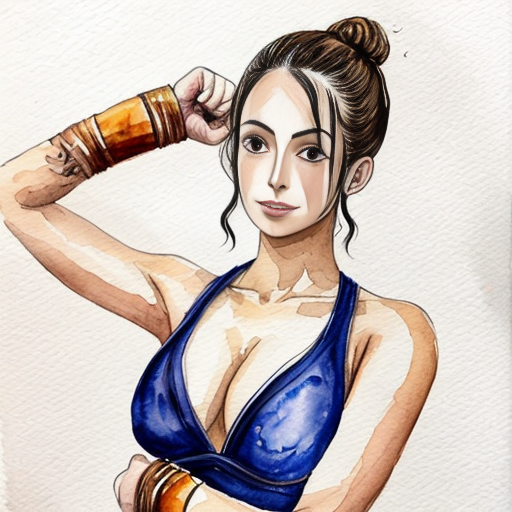 Nami one piece versione kunoichi posizionata frontalmente gambe divaricate piegata in avanti leggermente piegata di lato con un braccio piegato a se col pugno chiuso al busto e l'altro braccio disteso in alto con la mano aperta palmo verso l'alto