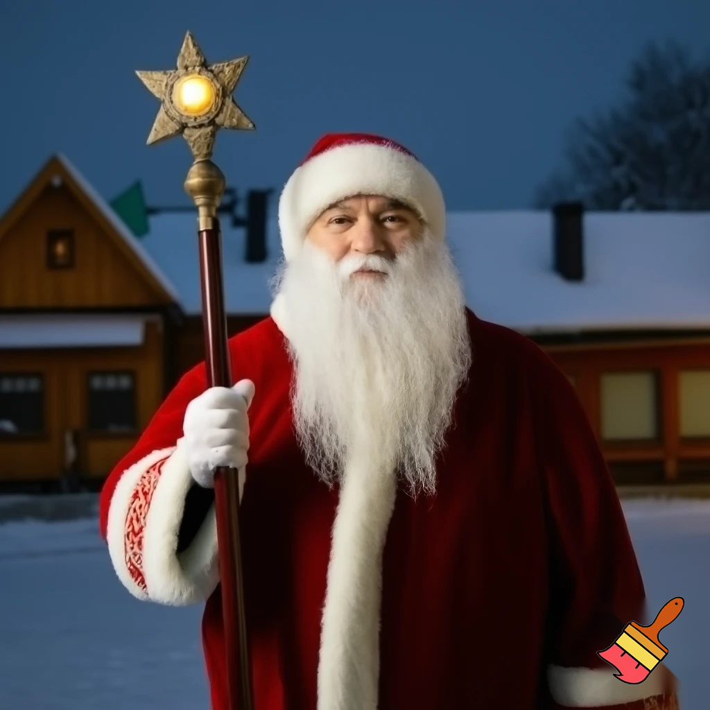  Santa Claus, Russia walking stick with a star