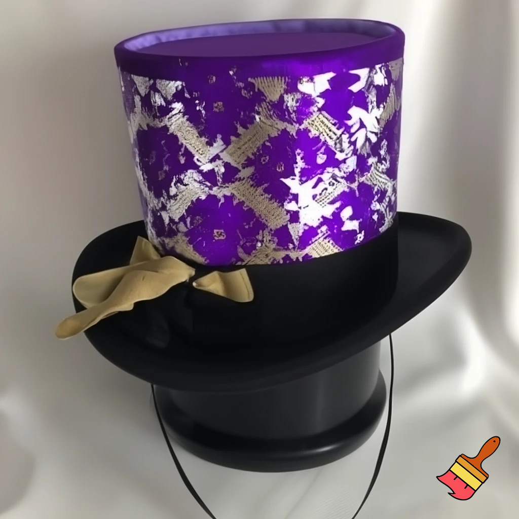 Easter bunny top hat headband, purple and white gold and silver top hat black purple dark purple special hat in delicate purple white, purple and white gold golden silver patterns Easter top hat