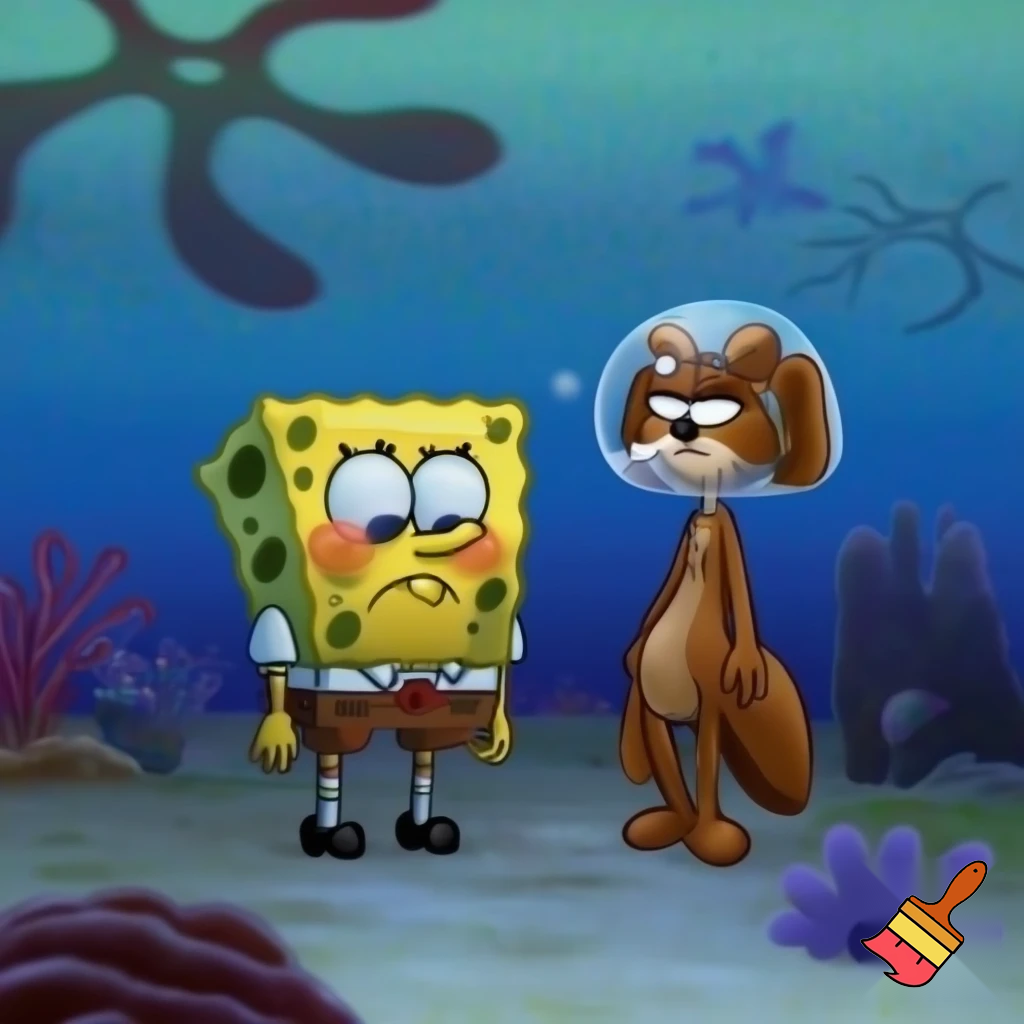SpongeBob SquarePants having a divorce with sandy cheeks 