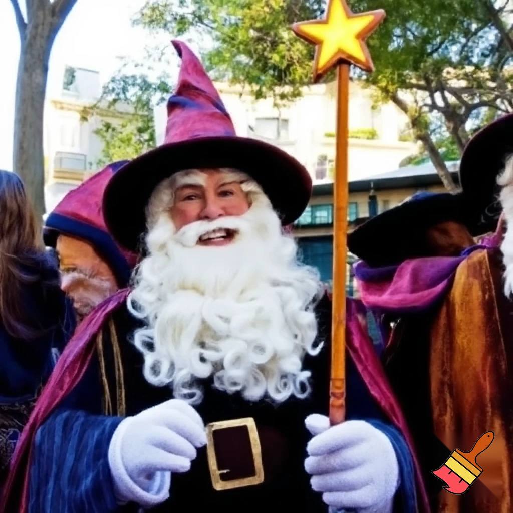 Santa Claus Pennwell Disney🇫🇷 wizard Santa Claus Santa Claus real person Disneyland Paris Santa Claus in Paris the wizard💫🏰 a wizard hat Magic Star wand