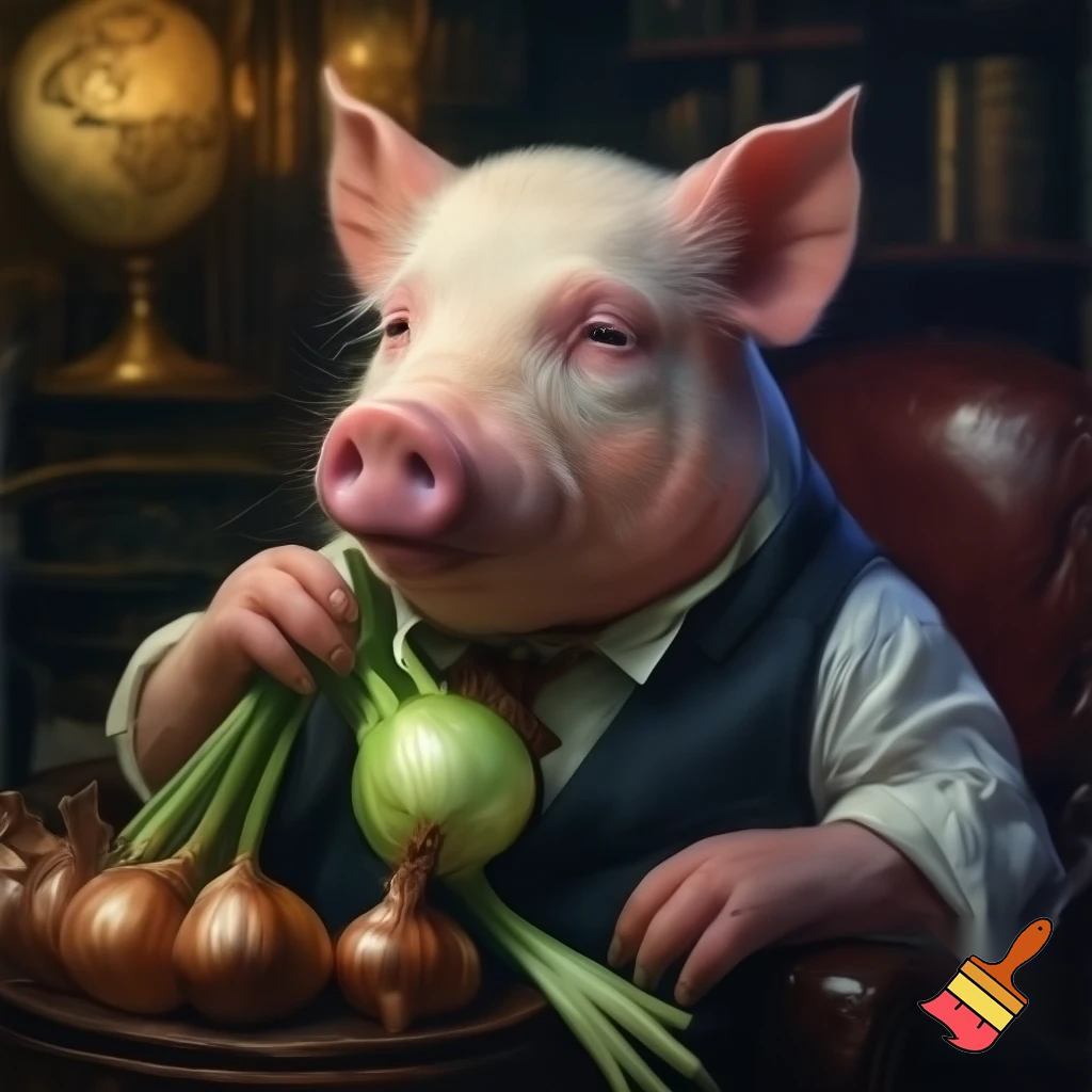 john pork eating a oinion
