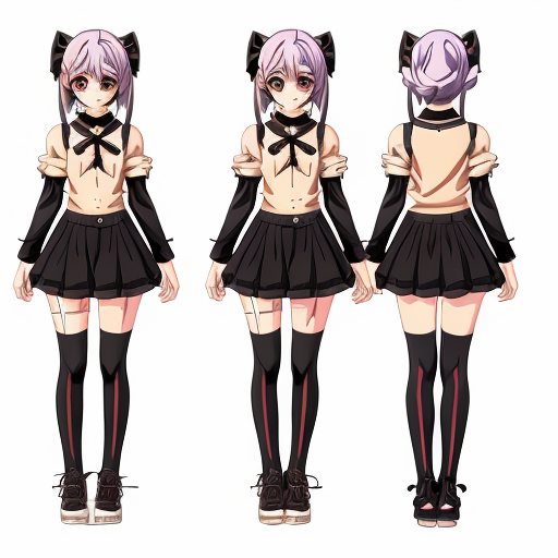 a reference sheet for a girl vtuber character design anime digital  extraordinary