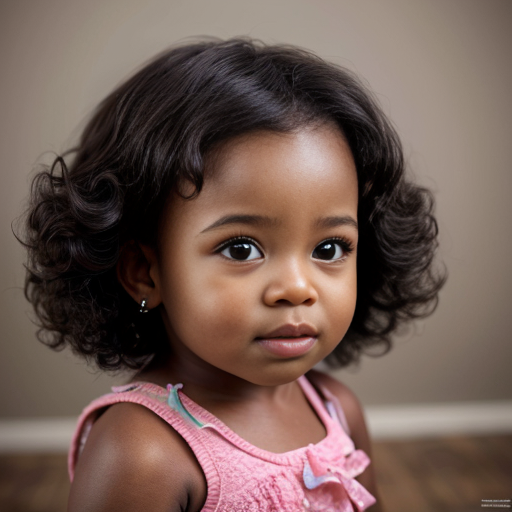 create a one year old black girl with dark brown curly hair 