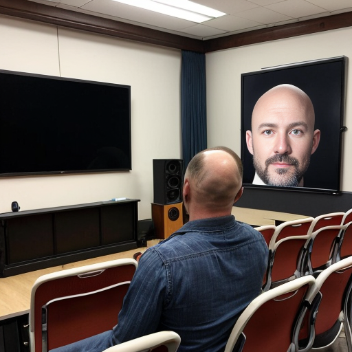 he's the professor and we are all  students at a lecture.bald guy with a beard trading futures ona big flatscreen tv set of 4, room with guns andf guitars aveytwhere and amps - the bald guy is the speaker not the tohers..., 
