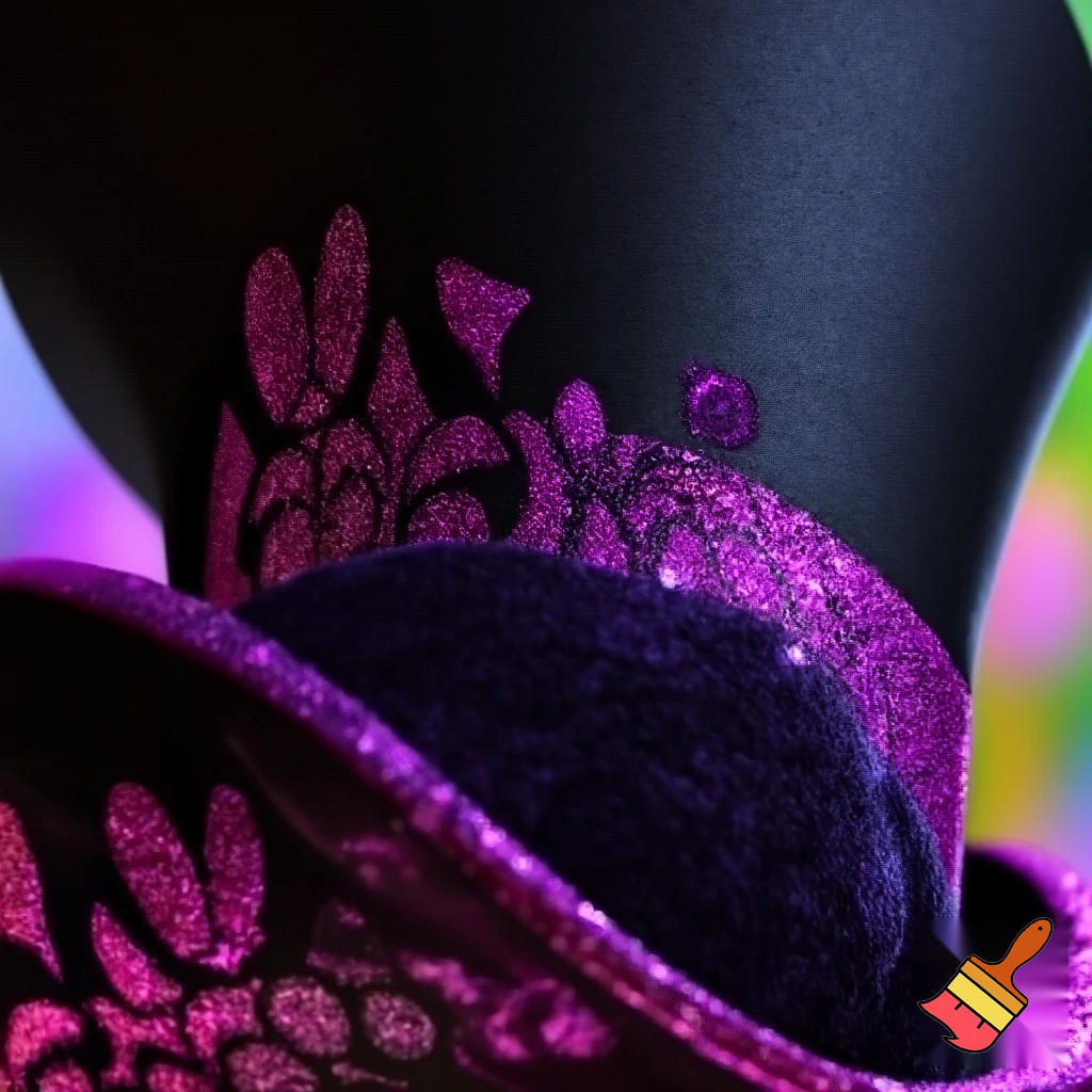 Special top hat special one a velvet special a velvet special velvet black, black black purple and pink glitter Easter pattern