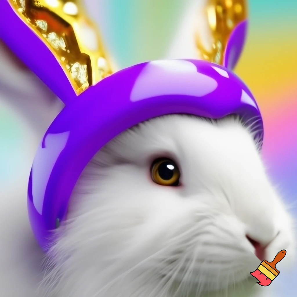  Easter bunny top head headband, purple and white and gold Cuphead headband