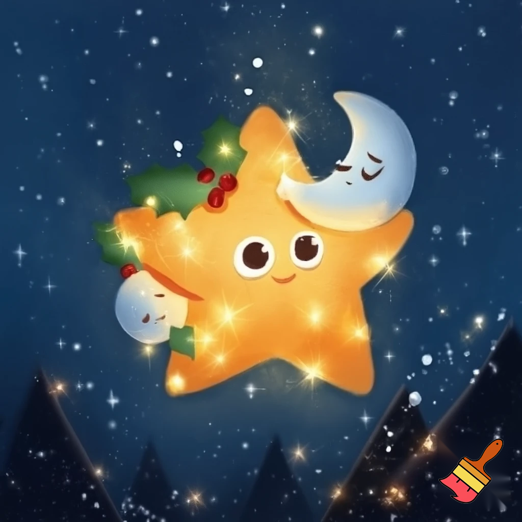 Star and the moon christmas cartoon