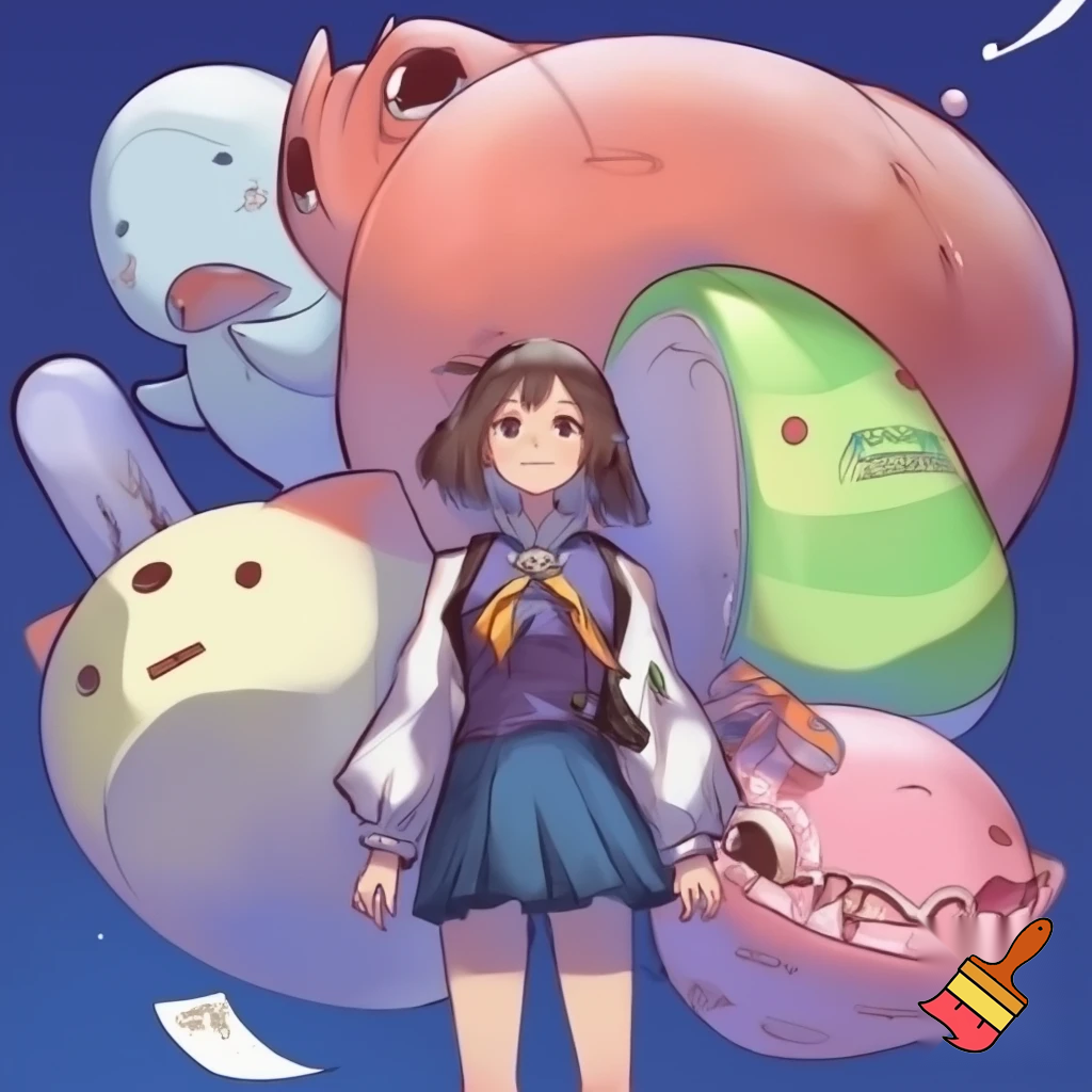 Anime schoolgirl with huge tiddies.