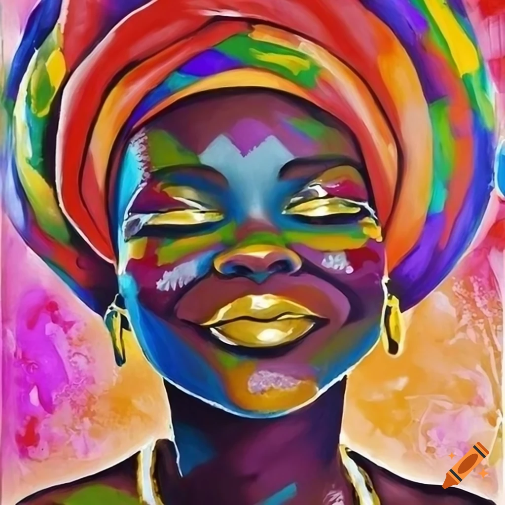 African woman color painting