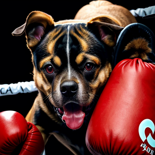 deadly dog ,sharp teeth, blood driping , face tats, nose ring ,navey bluey prisenor fit mug shot boxing gloves
