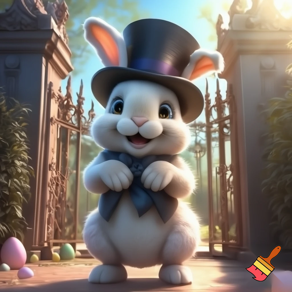 Easter bunny mascot costume top hat Felton gate