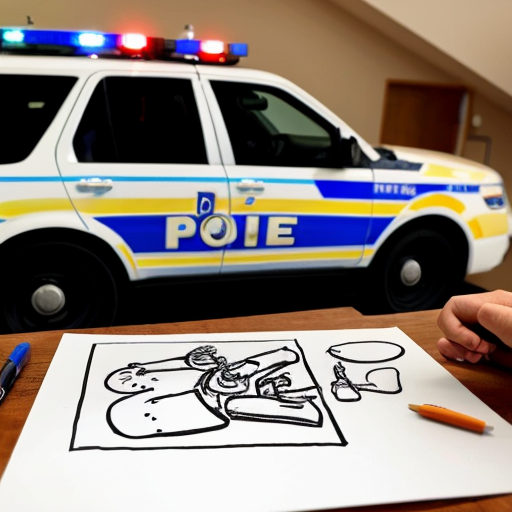 Make a image of a police car in greg heffly style