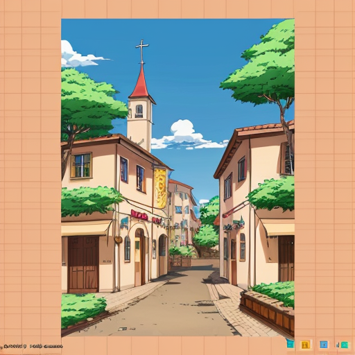 A map of a small Medieval Town named Brown Town. Drawn entirely from Microsoft paint.