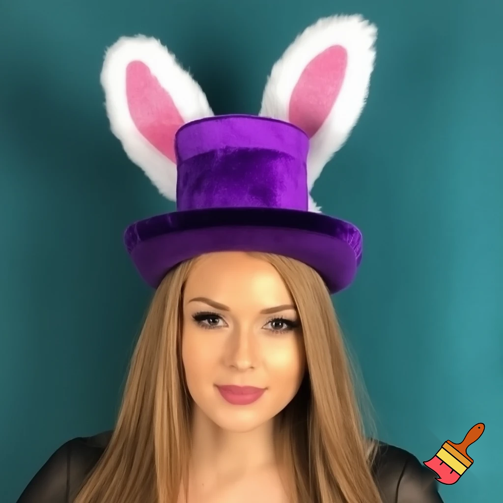 Easter bunny headband, top hat, Easter hat headband, top hat, purple and white, purple and white velvet top hat