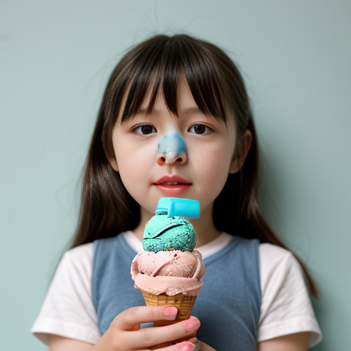blue ice cream  little girl